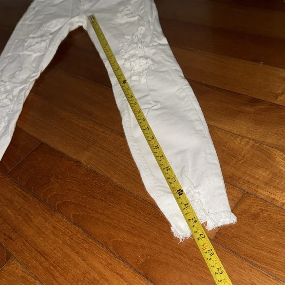 White Distressed Skinny Jeans size 4 US bershka ASOS pants - Picture 7 of 7